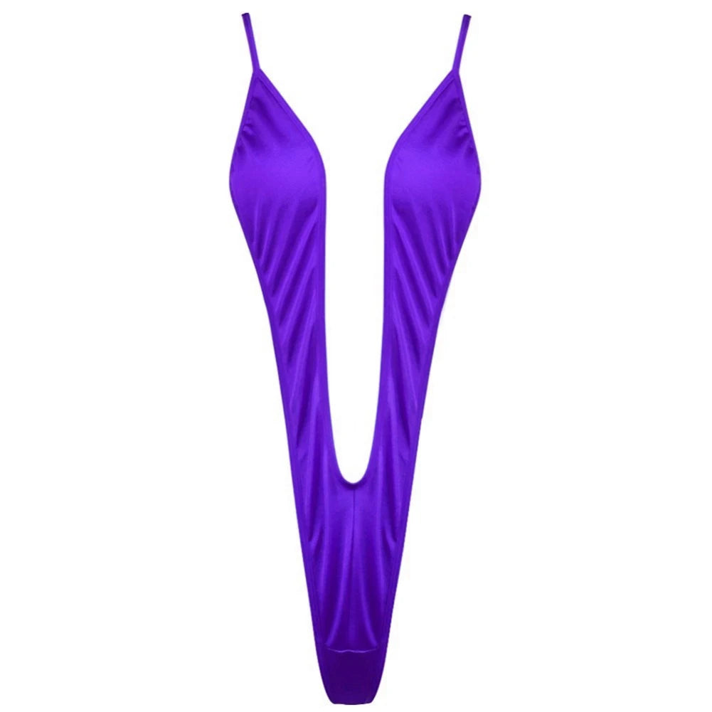 Women Sexy Lingerie Bodysuit Swimsuit Tempt Backless Deep V Bikini High Stretch Three-Point Bikini Swimsuit Clubwear