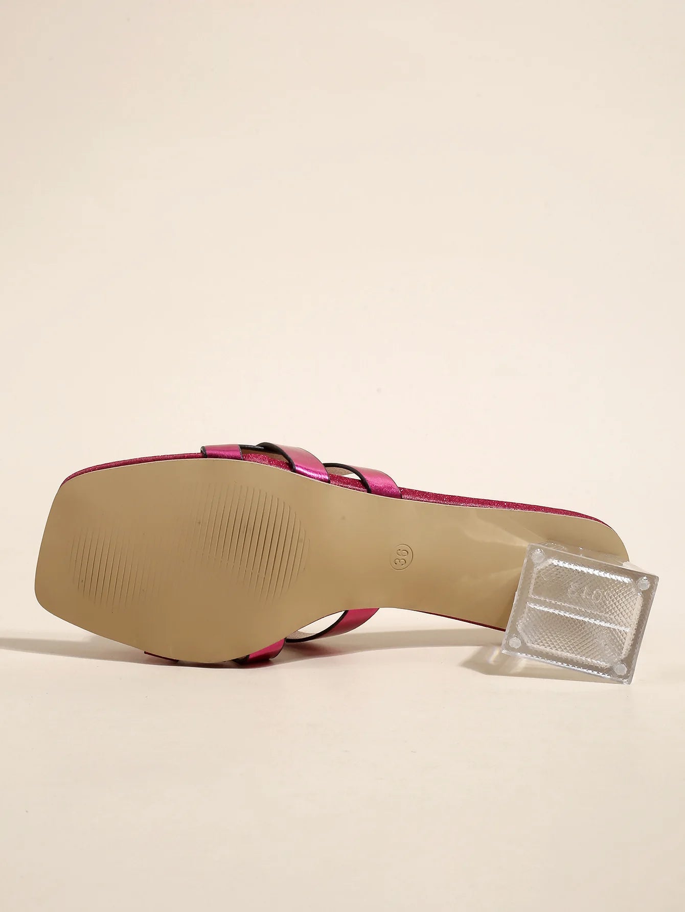 Summer Sandals for Women 2026 New Style Square Toe Mid-Heel Transparent Heel Strappy Woven Shoes
