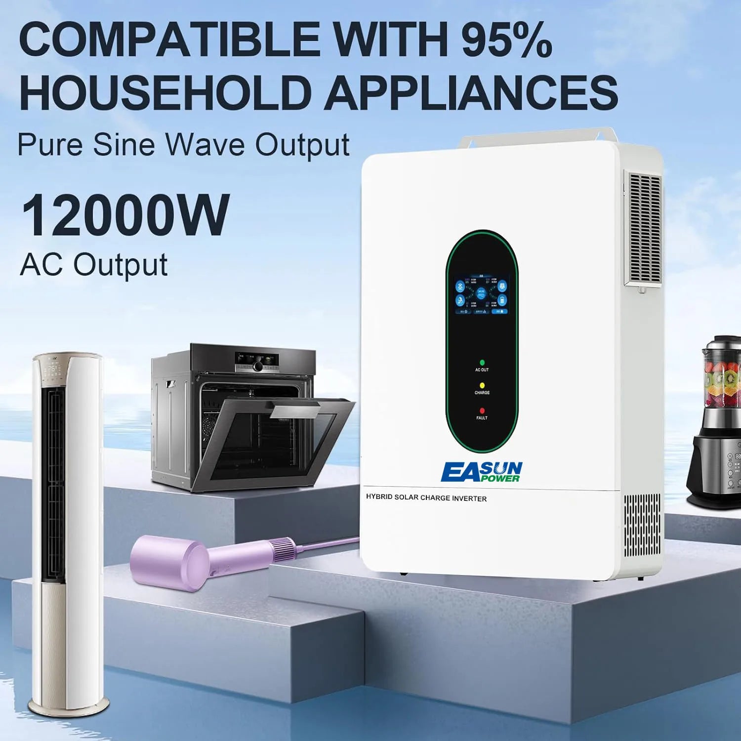 EASUN POWER 12KW Split Phase Inverter 48V 110V Hybrid Solar Inverter 220A MPPT Paralleled With WiFi Solar Controller Inversores