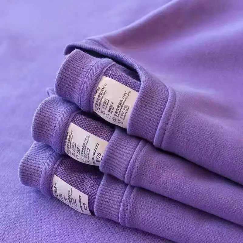360g Heavyweight Cotton Sweater Solid Color Loose Relaxed Men's and Women's Pullover Hoodies Women