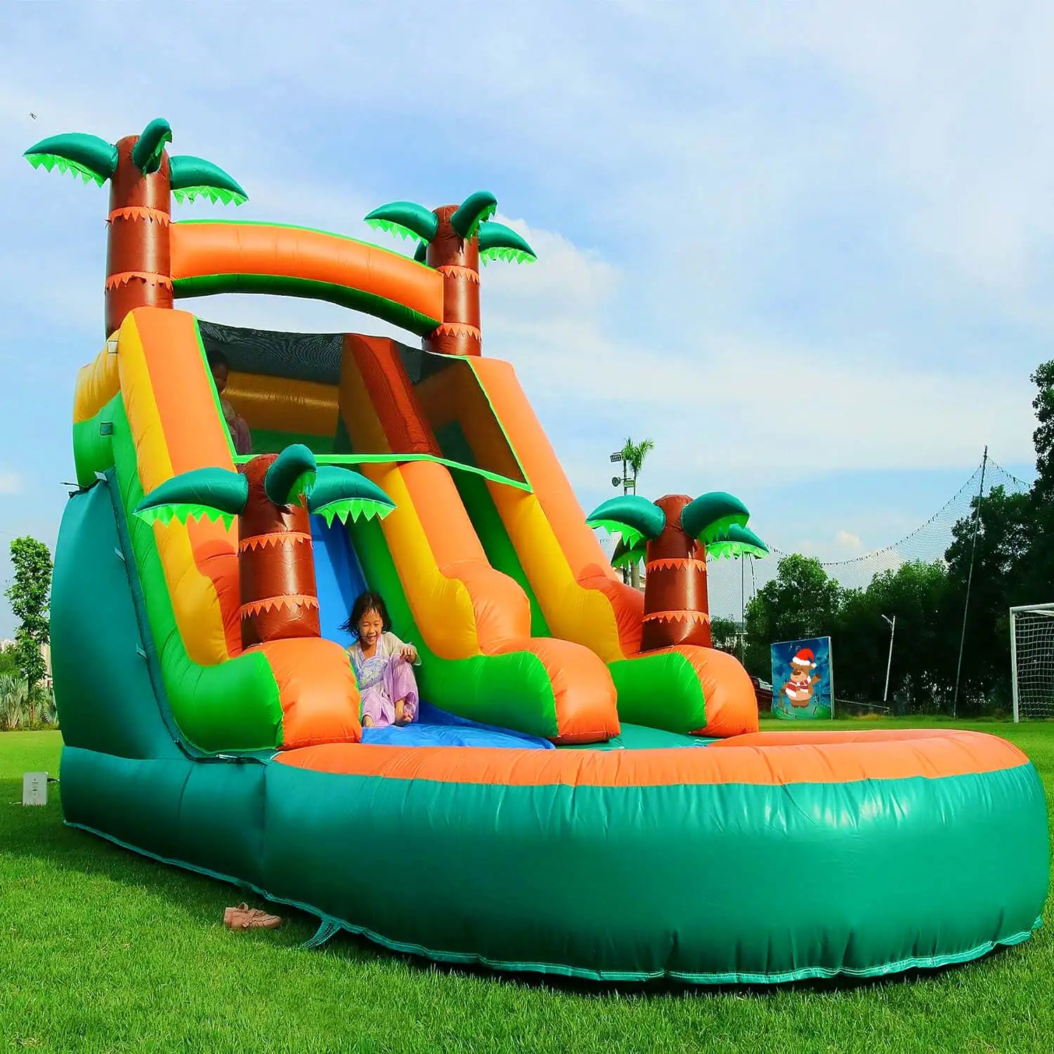 King Inflatable Summer Outdoor Sildes Air Bounce Water amusement Play Equipment Inflatble Water Double Slide Bubble Ball Pit