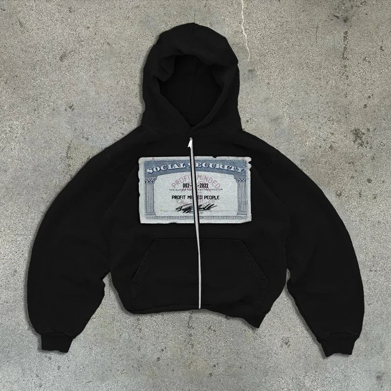 Y2K Retro Zip Up Hoodie Hip-Hop Printed Letter Casual Streetwear For Men And Women Gothic Harajuku Fashion Oversized Sweatshirts