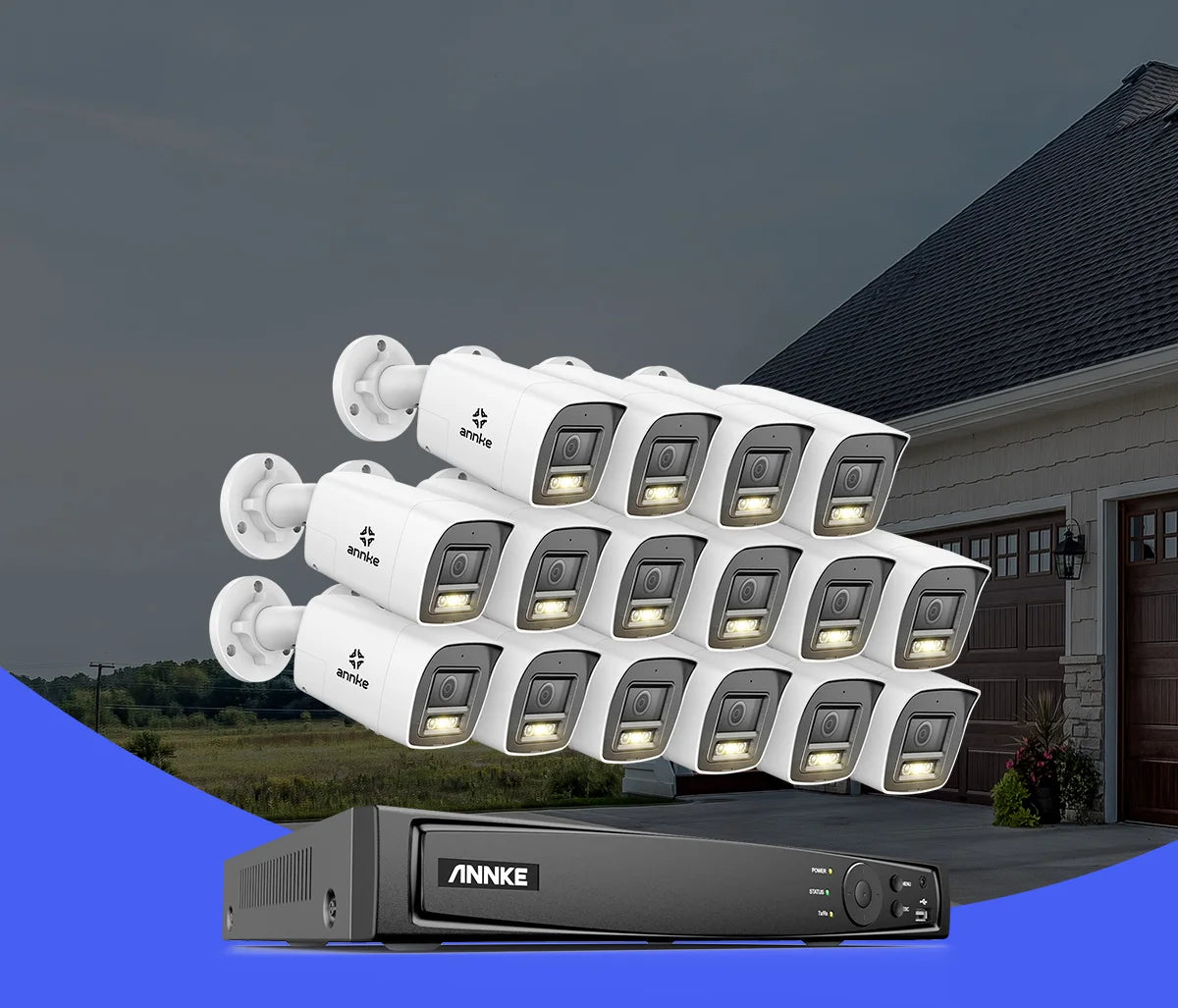 ANNKE 8CH 4K Ultra HD POE Network Video Security System 8MP H.265+ IP Camera Support Two Way Audio human & Vehicle Detection 4MM