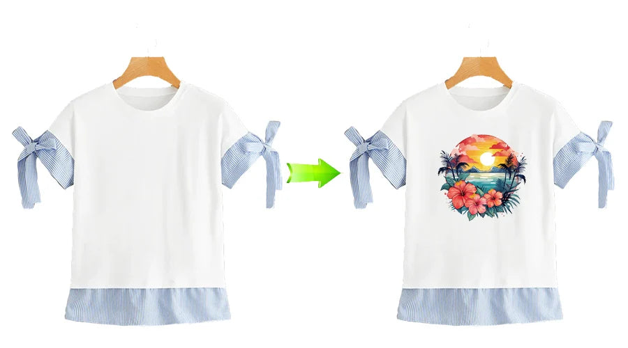 Summer Palm Tree Iron-On Transfers For Clothing Heat Transfer Diy Hoodies Clothes Stickers Stickers On The Fabric Man Woman