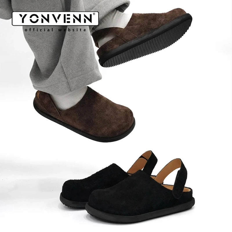 Summer New Sandals for Men Breathable Cow suede Birken Velcro Maillard Slippers Trendy Brown Sandals Comfortable to Wear