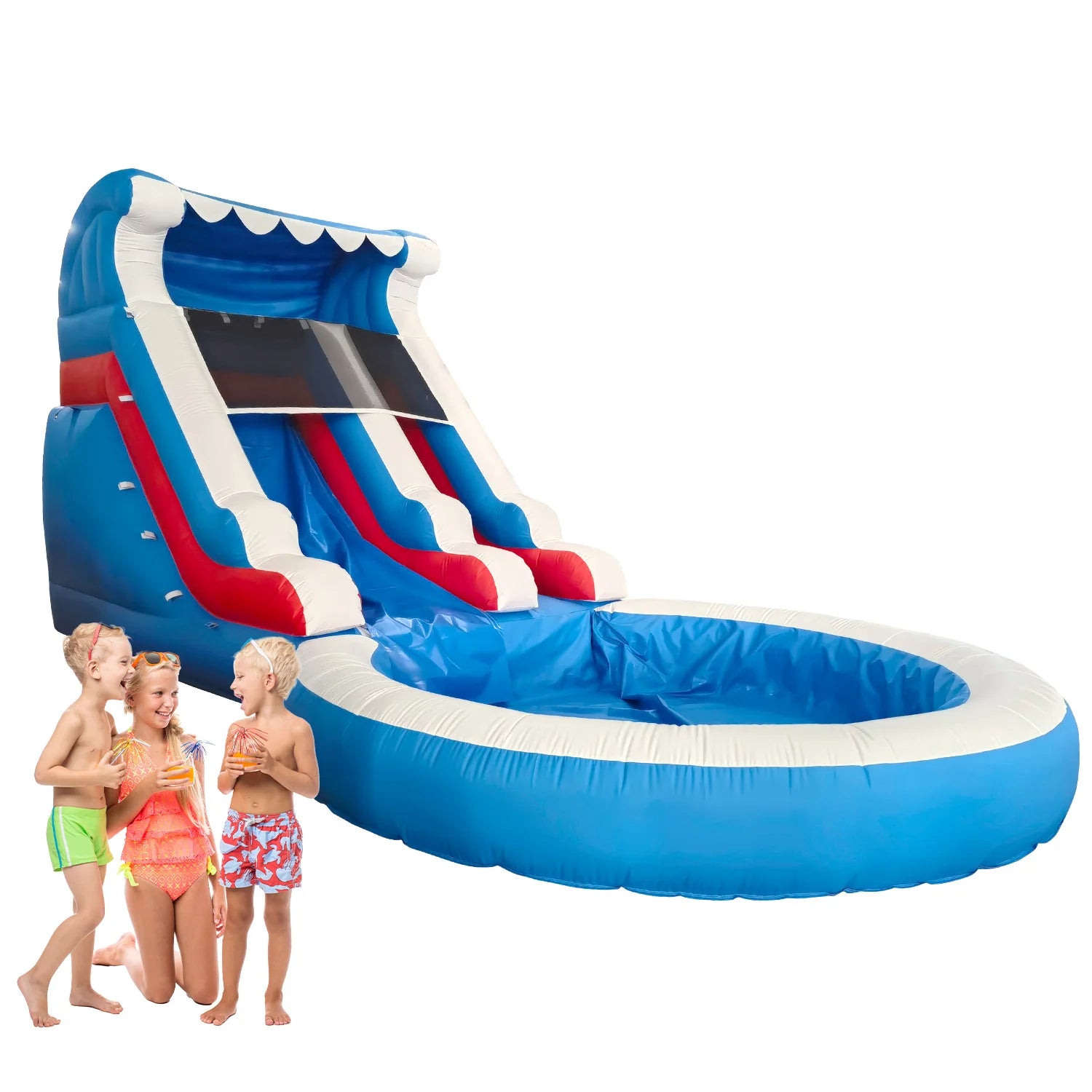 King Inflatable Summer Outdoor Sildes Air Bounce Water amusement Play Equipment Inflatble Water Double Slide Bubble Ball Pit