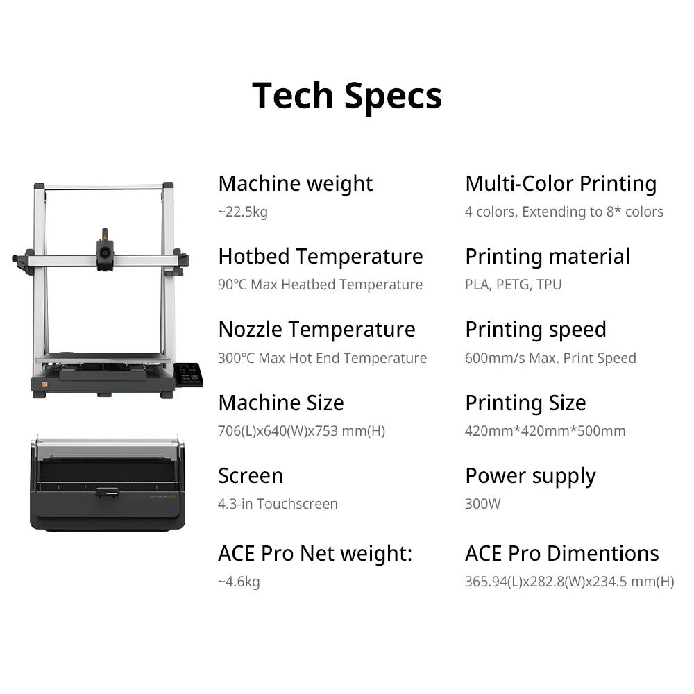 ANYCUBIC Kobra 3 Max Combo Multi-Color 3D Printer Max Speed 600mm/s Build Volume 500*420*420mm Smart APP Control 3D Printer