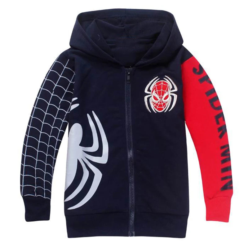 Halloween Boys Hoodies Sweatshirts Cartoon Spiderman Kids Outwear Zipper Hooded Clothes 2026 New Spider man Children's Clothing