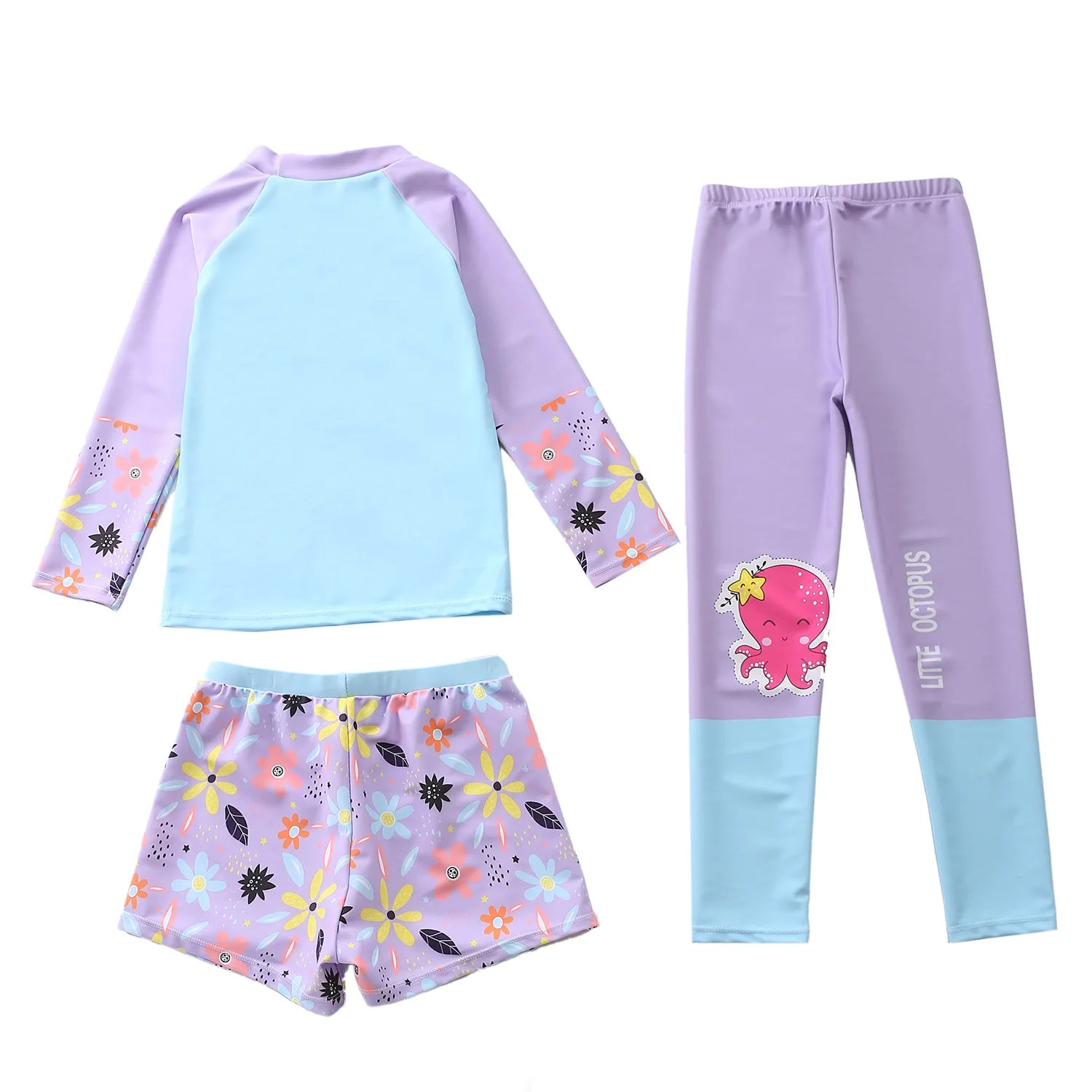Kids Swimsuit for Girls Unicorn Long Sleeve Children's Swimwear + Surf Pants + Swimming Trunks Rash Guard Bathing Suit Child