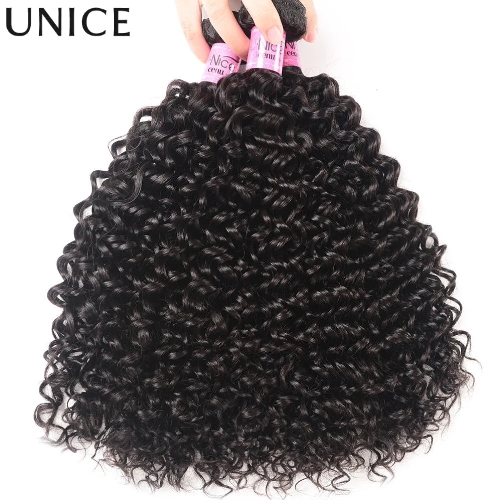 UNice Hair Curly Hair Bundles Unprocessed Natural Color 10A Grade 100% Human Hair 1/3/4 PCS Deal