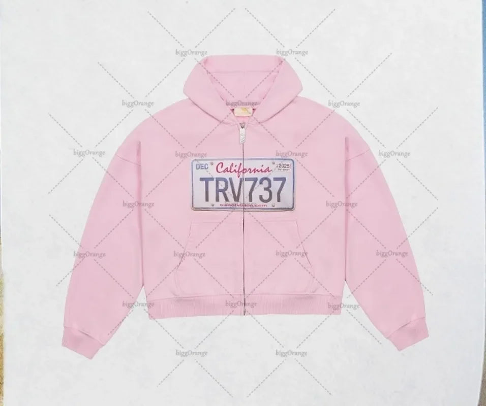 Y2K Retro Zip Up Hoodie Hip-Hop Printed Letter Casual Streetwear For Men And Women Gothic Harajuku Fashion Oversized Sweatshirts