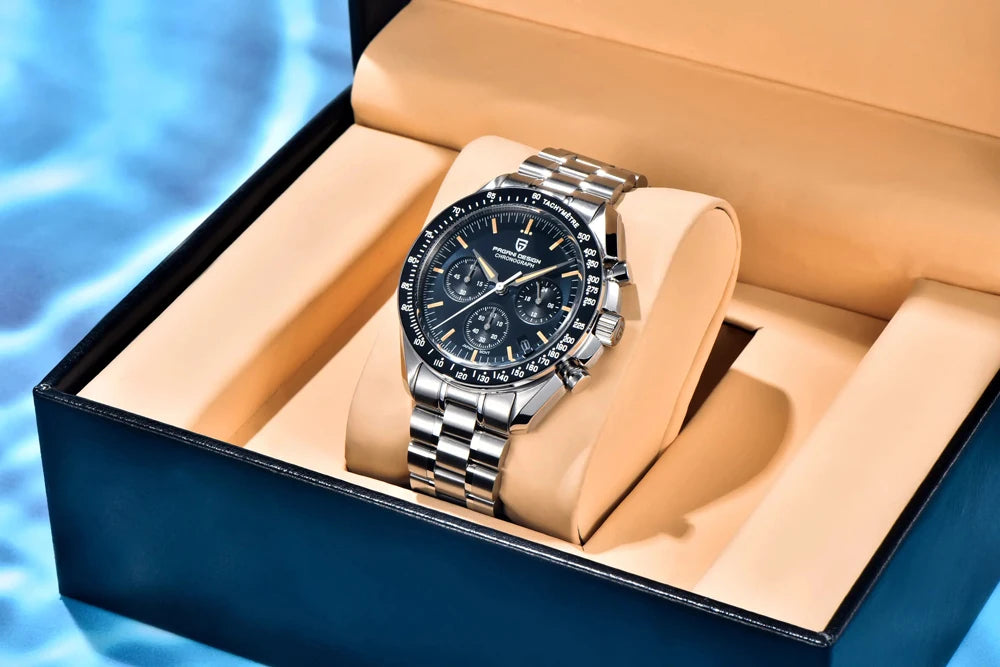 PAGANI DESIGN 2026 New Saturn Watch Luxury Quartz Watches For Men Stainless steel Luminous AR Sapphire crystal Chronograph Man