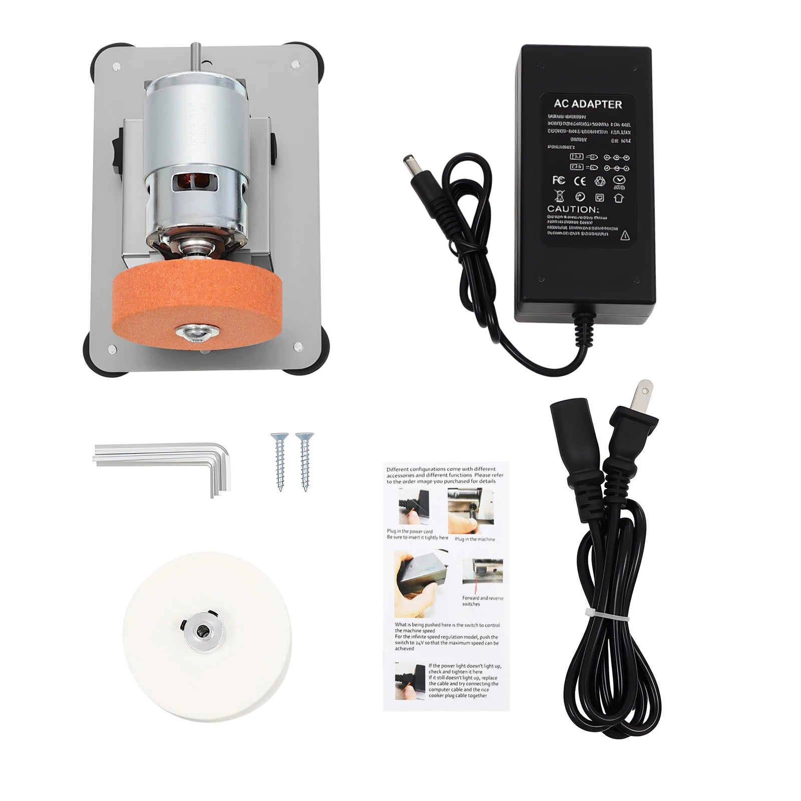 96W Benchtop Sander, Small Grinder Adjustable Variable Speed Table Grinder 6000 RPM for Metal Grinding Polishing DIY