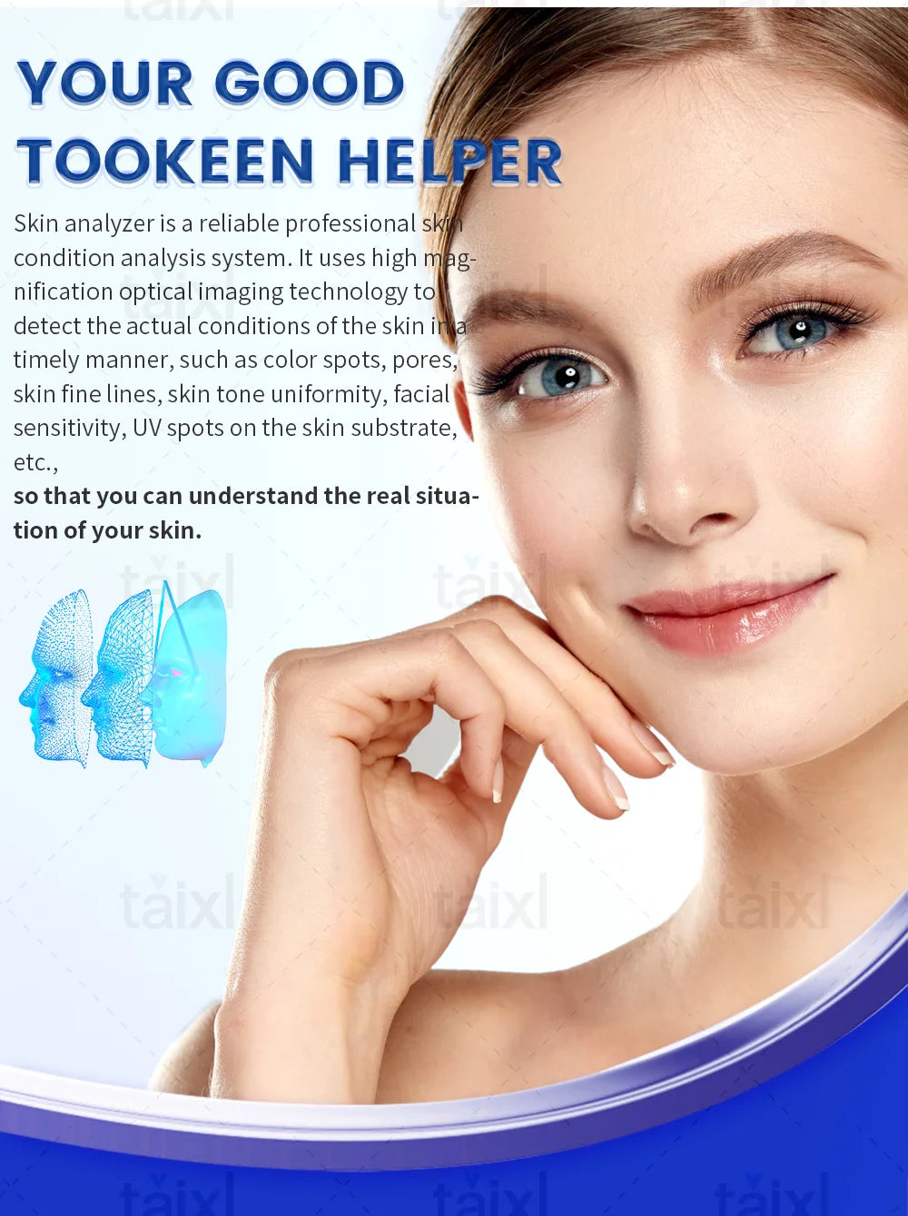 NEW 3D Skin Scanner Care Facial Analyzer Monitor Machine Mirror Portable Testing English Detector Face Camera Test Analysis