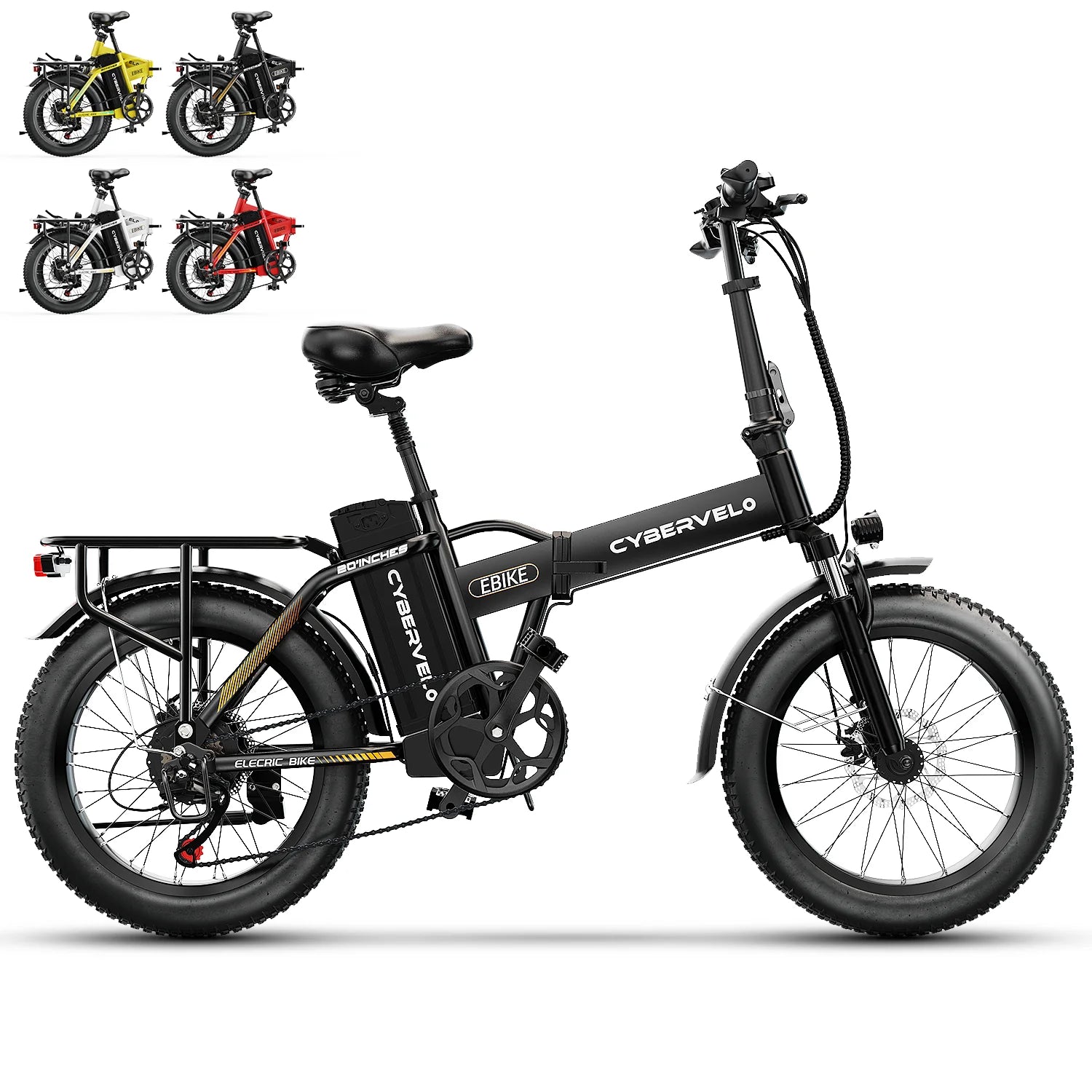 1000W Electric Bike for Adults Cybervelo EK4 Folding 48V 20Ah 30+MPH 80Miles 20" Fat Tire 7-Speed Off Road E-bike