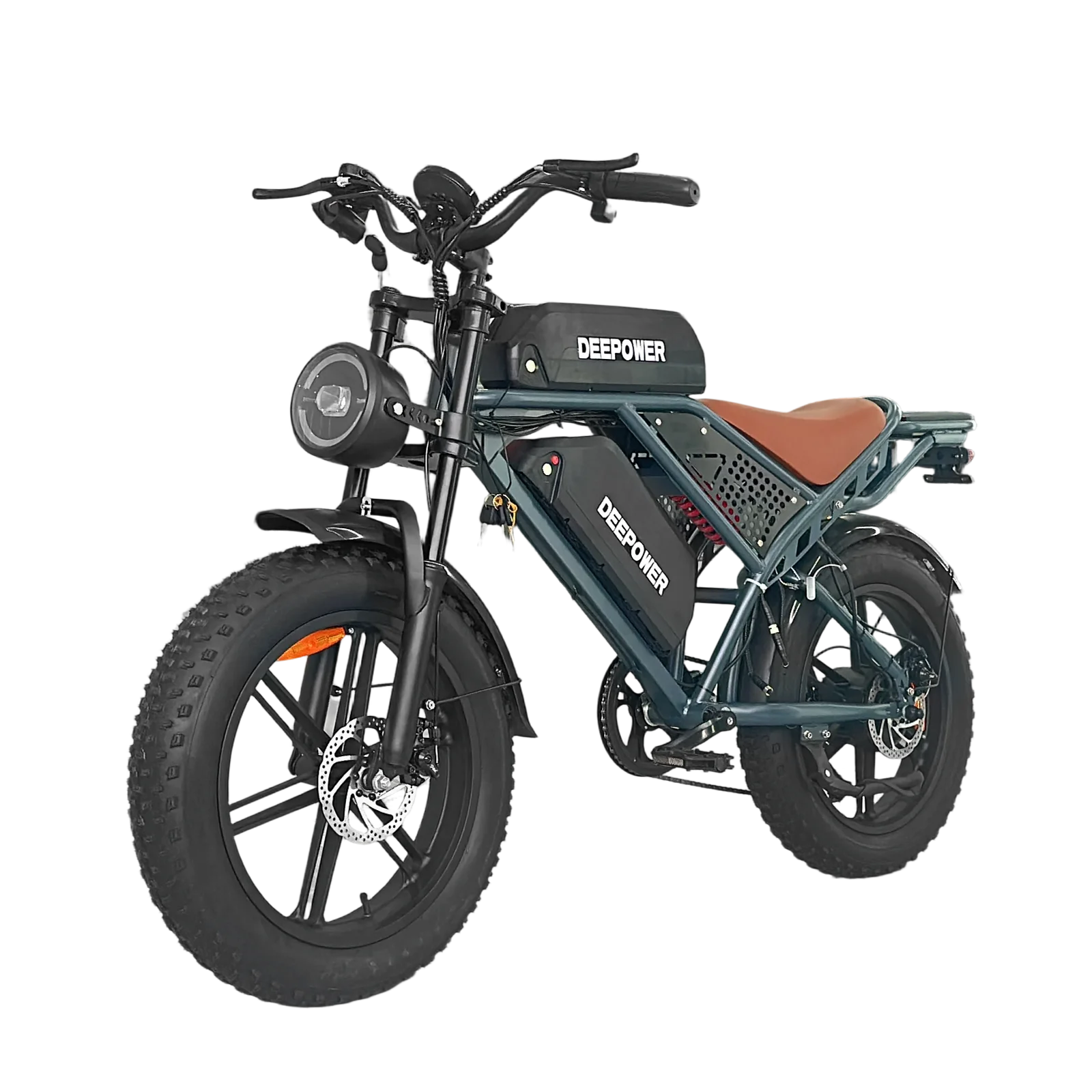 Deepower Electric Bike QS7 1000W 48V 60AH 20 Inch Fat Tire Ebike for Adults Mountain Off-Road Dual Batteries Electric Bicycle
