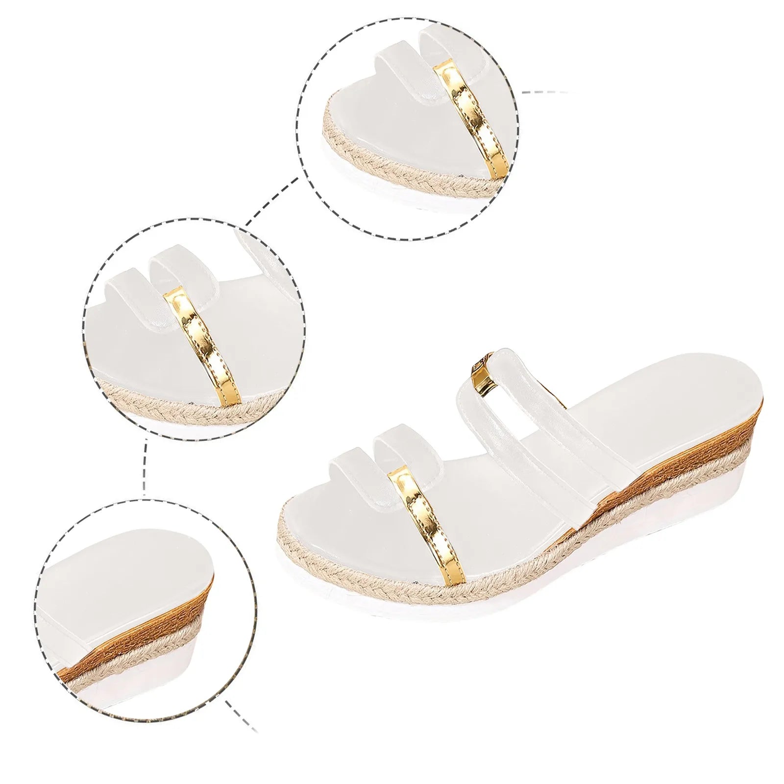 2024 Summer Casual Color Blocking Sandals For Women Dressy Comfortable Soft Leather Thick Soled Slope Woven Straw Sandals