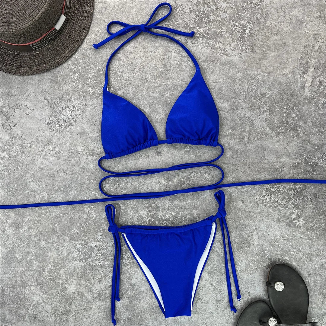 2025 New Wrap Arround Mini Bikini Female Swimwear Women Swimsuit Two-pieces Bikini set Brazilian Bather Bathing Suit Swim V1229H