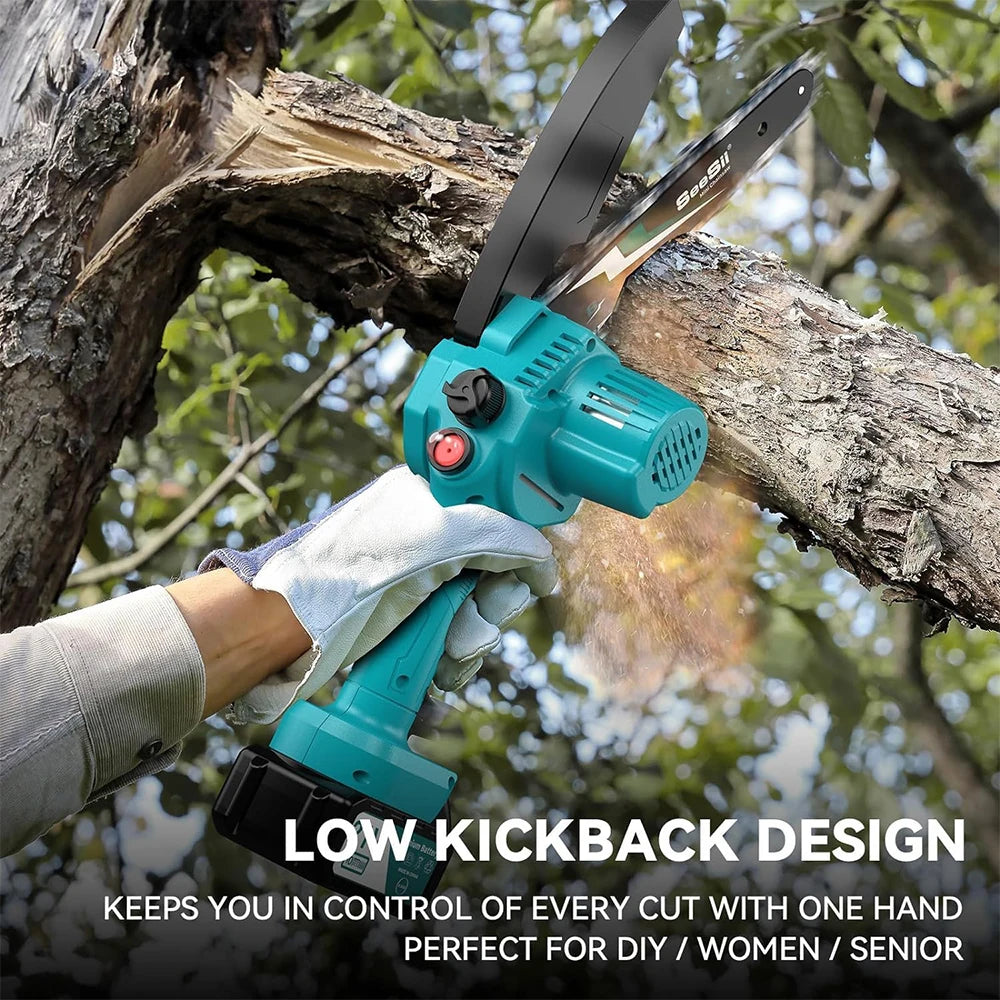 SEESII 8'' Mini Cordless Chainsaw kit Electric Chainsaw Wood Cutter Pruning Garden Power Tools For Makita 18V Battery pin