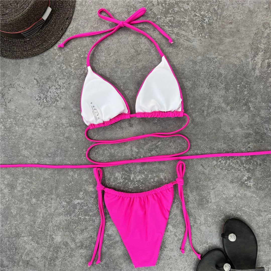 2025 New Wrap Arround Mini Bikini Female Swimwear Women Swimsuit Two-pieces Bikini set Brazilian Bather Bathing Suit Swim V1229H