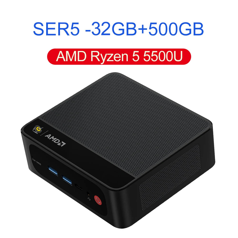 Beelink SER5 Max Mini PC AMD Ryzen7 6800U 7735HS DDR5 24GB SSD 500GB 1TB SER5 R5 5500U DDR4 16GB Support WiFi6 2.5G LAN Desktop