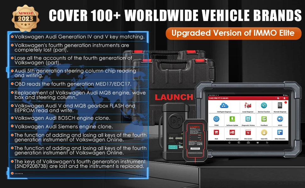 LAUNCH X431 IMMO Plus OBD2 Diagnostic Tools X-PROG 3 Car Key Programmer Anti-Theft Programming Auto Scanner Immobilizer