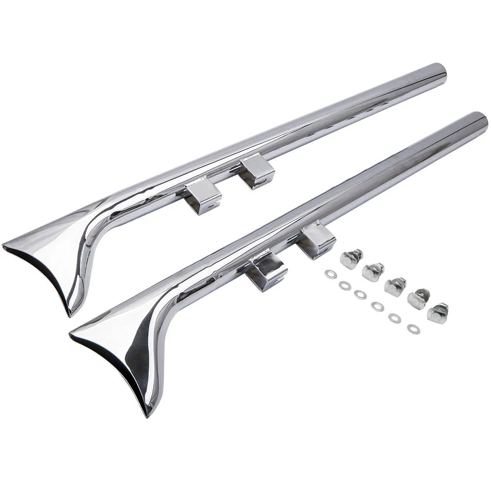 2Pcs/Set Chrome 36" Fishtail Slip On Exhaust Pipe for Harley Touring Road 1995-2016 Hot Sale
