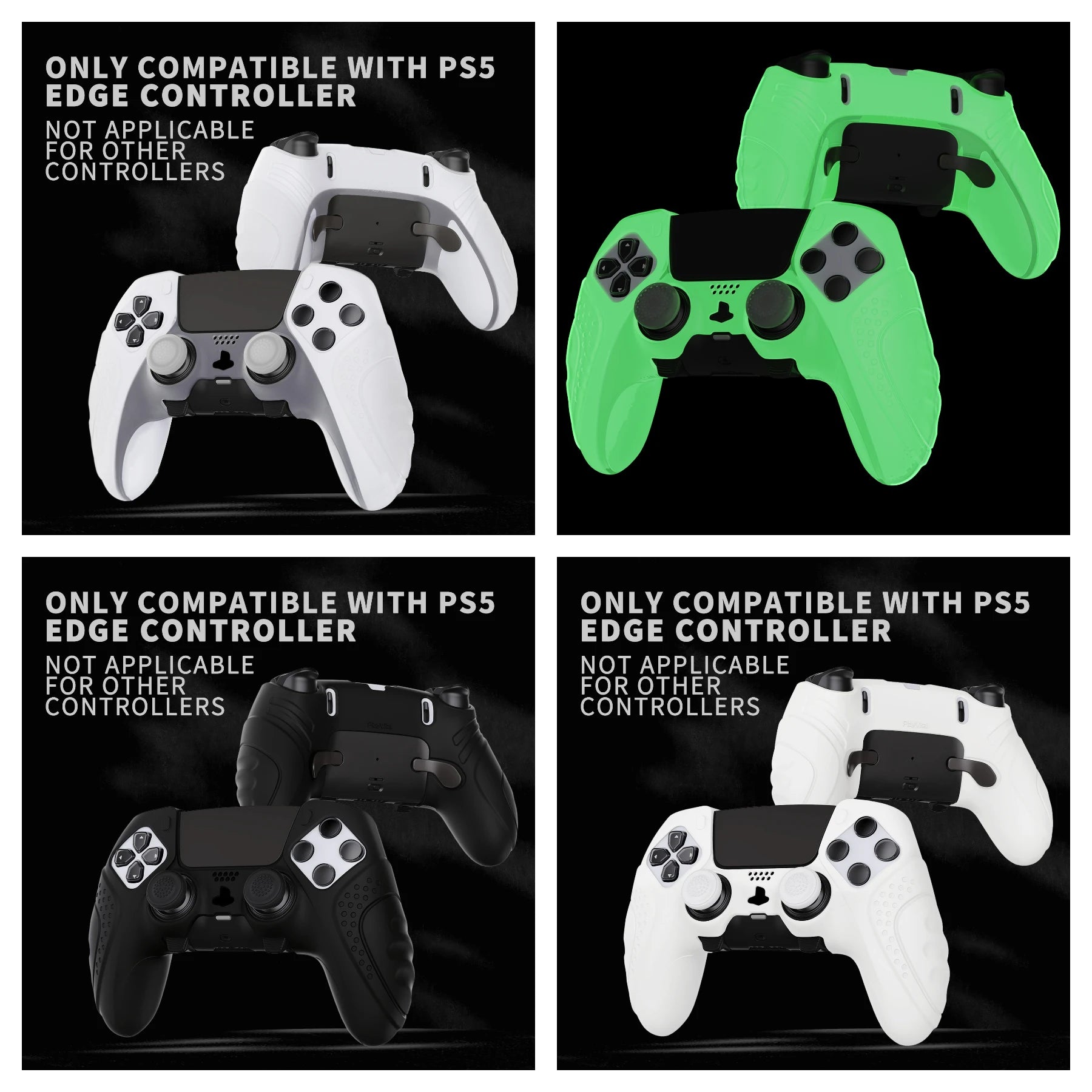 PlayVital Anti-Slip Silicone Cover Case for ps5 Edge Controller, Rubber Protector with Thumb Grip Caps - Guardian Edition Series