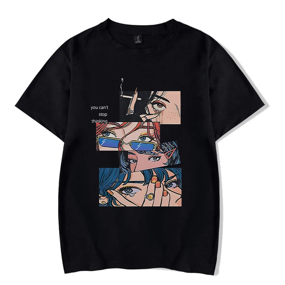 Hip Hop Men Streetwear Vintage Washed T-Shirt Anime Graphic T Shirt Men Harajuku Cotton Casual Short Sleeve Loose Vintage Tops
