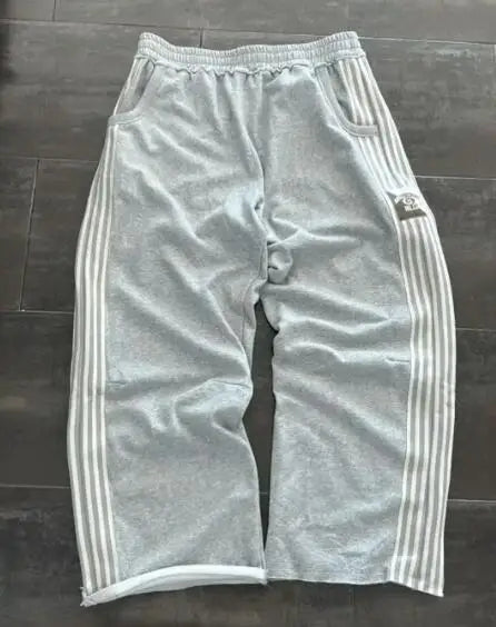 2025 Men's Retro Harajuku Hip Hop Sweatpants Loose Straight Pants High Waisted Loose Men's Pants Y2K Simple Striped Casual Pants
