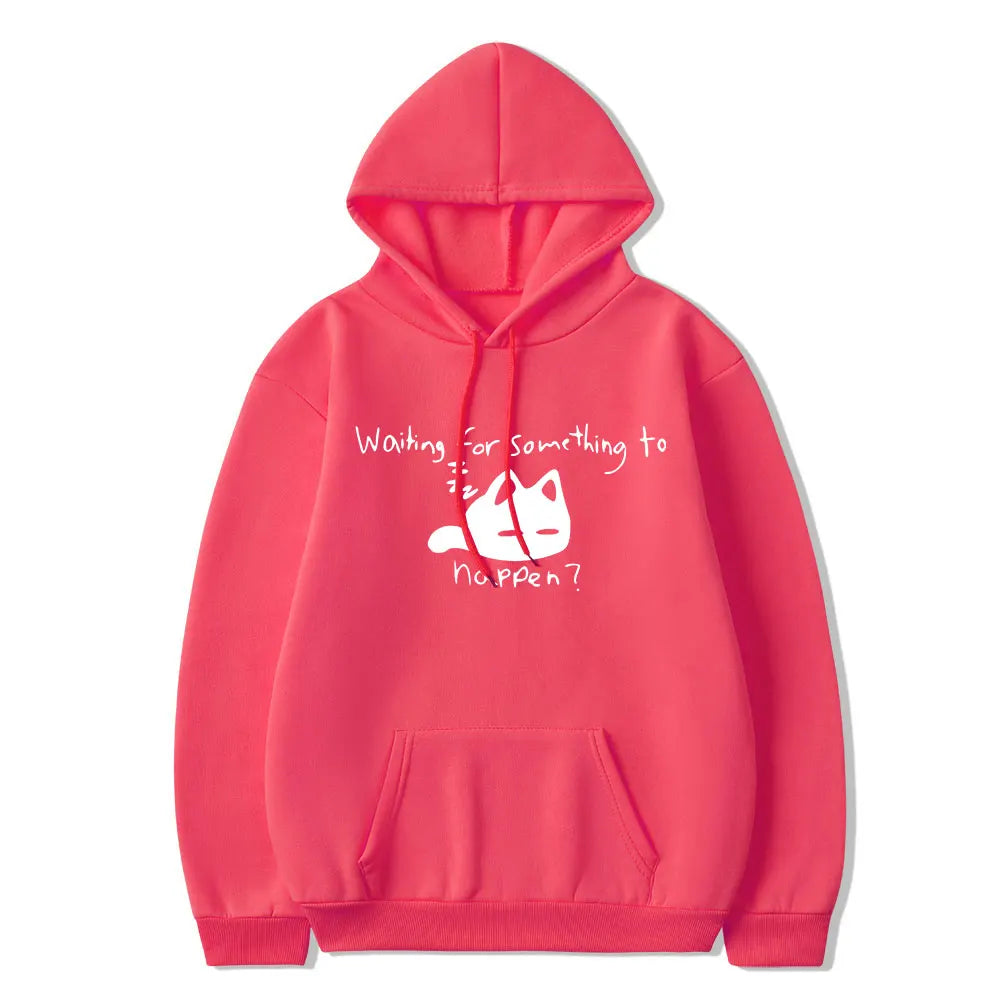 Manga Waiting for Something To Happen Omori Cat Print Hoodie Funny Cats Lover Sweatshirts Harajuku Anime Graphic Hoodies Unisex