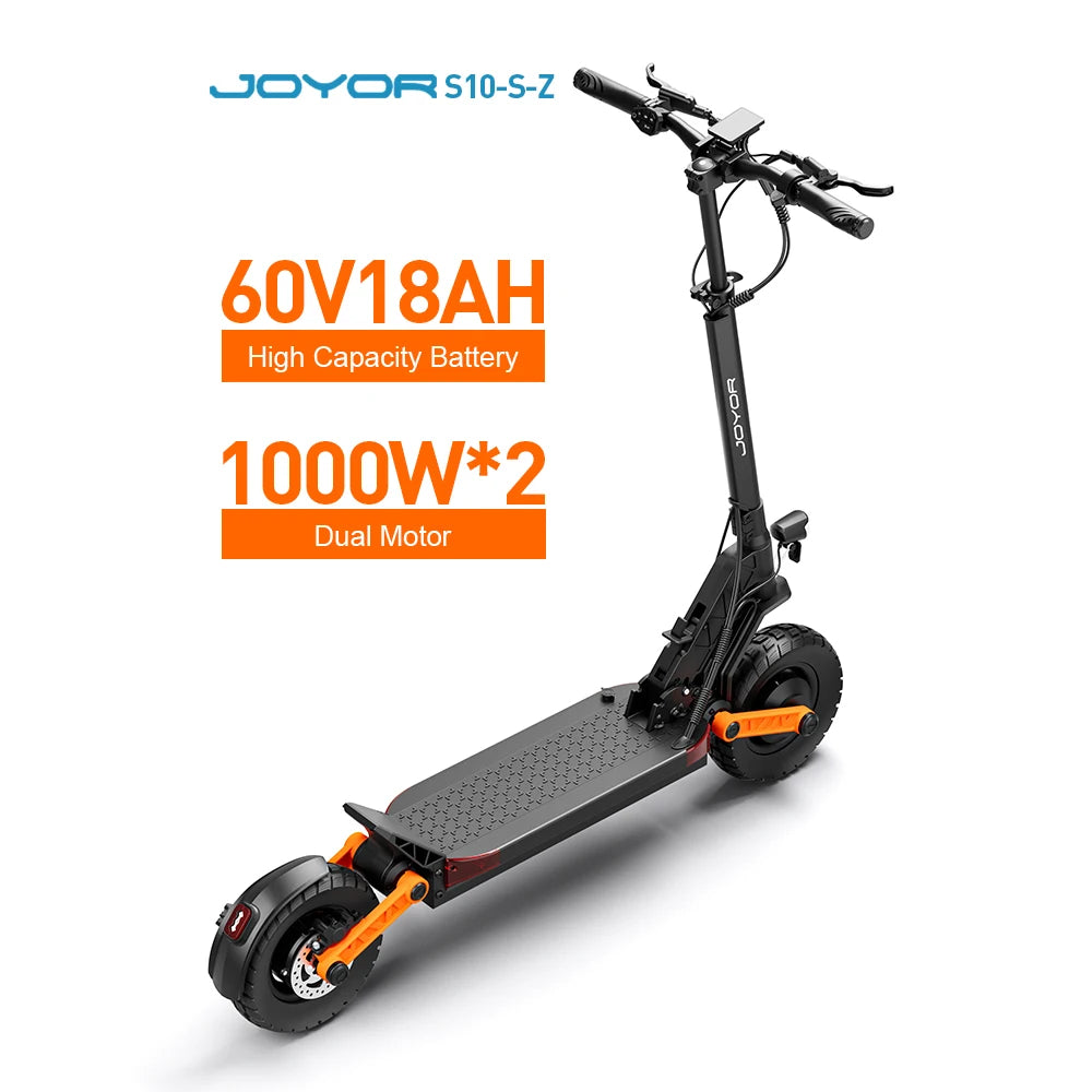 JOYOR S10-S-Z Adult E-scooter 10 Inch Off Road Tire Off Road Electric Scooter 60V18Ah Battery Escooter 1000W*2 Dual motors