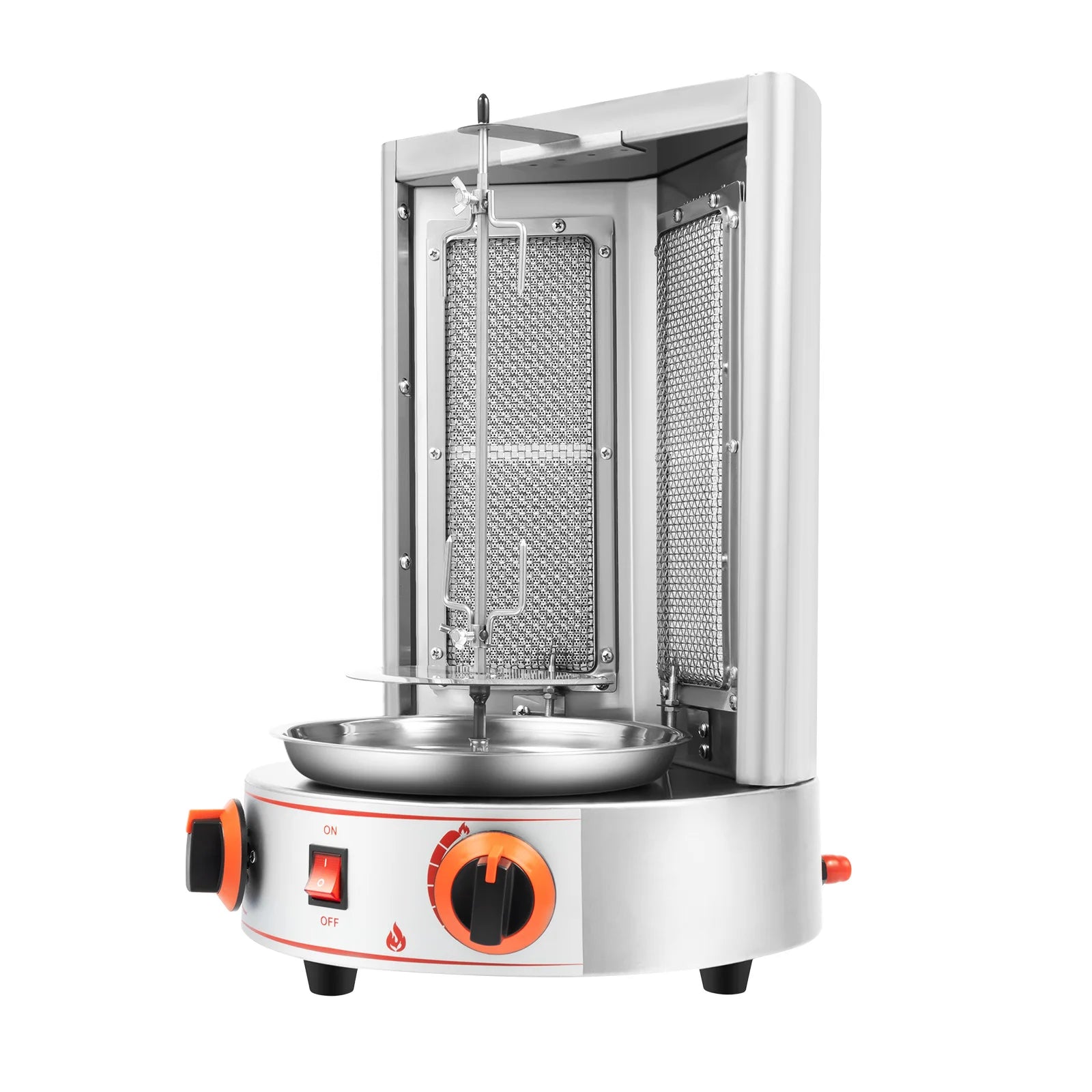 Electric Vertical Broiler 360° rotating Shawarma Gas Rotisserie Gyro Grill Machine with 2 Burner for Commercial Home Kitchen
