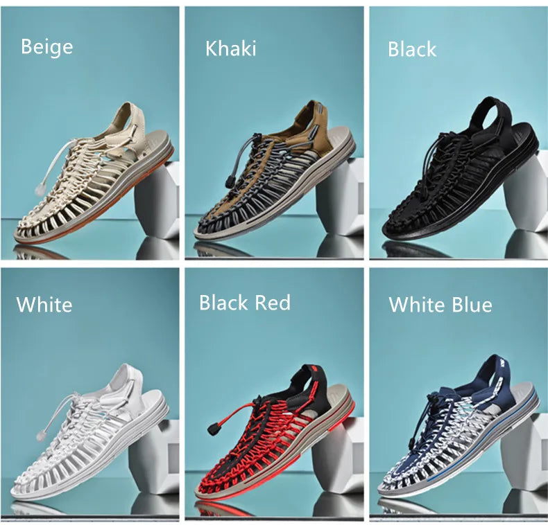 Summer Men Sandals Fashion Handmade Weaving Design Beach Sandals Breathable Casual Flat Sandals Outdoor Couples Sandals Size
