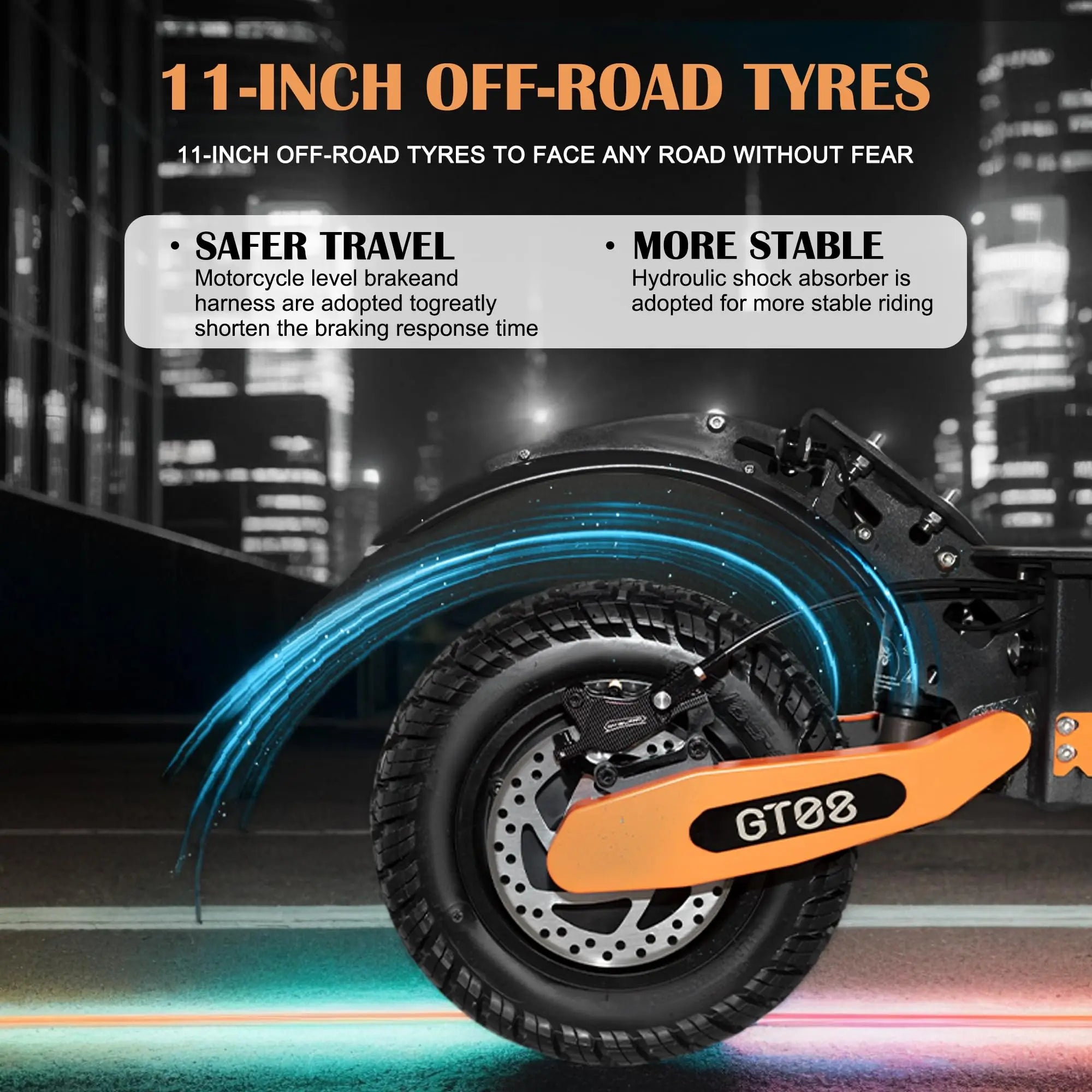 GT08 5600W Adult Electric Scooter Dual Motor Top Speed 50MPH,60V27AH, 11-inch Off-Road Tires Sport Folding eScooter with Seat