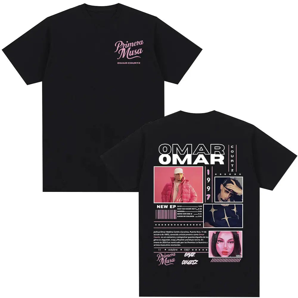 Rapper Omar Courtz Primera Musa 2025 Graphic T-shirts Men Women Vintage 90s Hip Hop Gothic T Shirt Summer Tops Oversized T-shirt