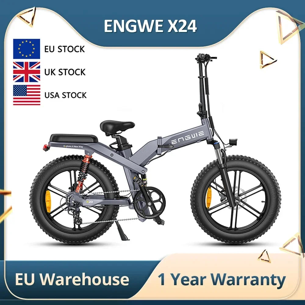 Electric Bicycle 1200W motor 48V 29AH Folding Mountain E-bike Engwe X26 X24 X20 26Inch Fat Tire Urban Commuting Electric Bike