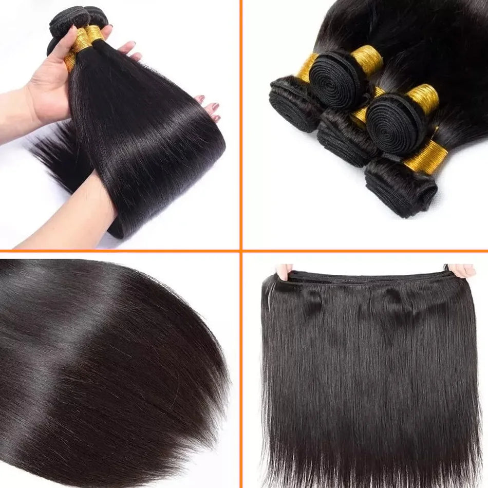 Bone Straight Human Hair Virgin Inch Extensions 3 4 Bundles Natural Black Brazilian Weave Raw Deals Unprocessed Crochet Tissage