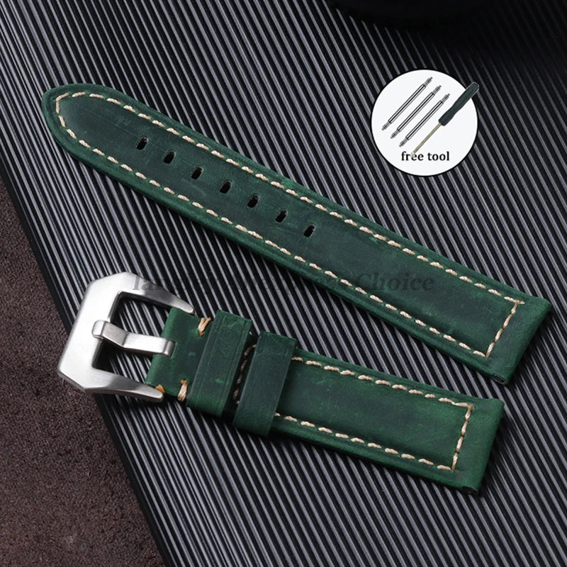 Genuine Leather Watch Strap for Panerai Band Men Women PAM111/441/312 Horse Cowhide Leather Belts 20mm 22mm 24mm 26mm for Casio