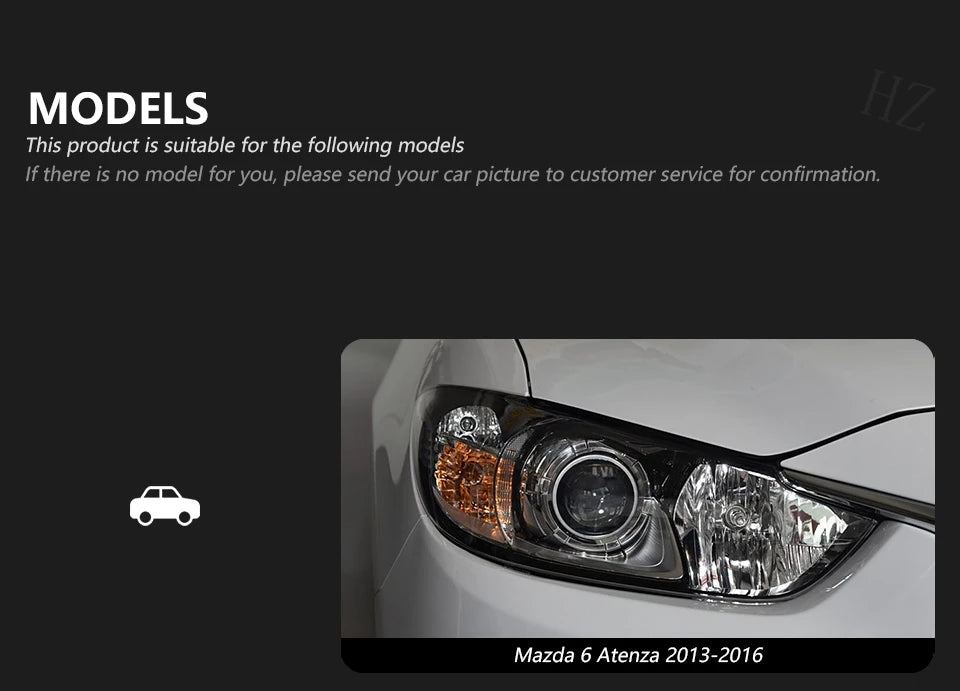 Head Lamp For Mazda 6 Atenza 2013-2017 Mustang Headlights Fog Light Day Running Light DRL H7 LED Bi Xenon Bulb Car Accessory