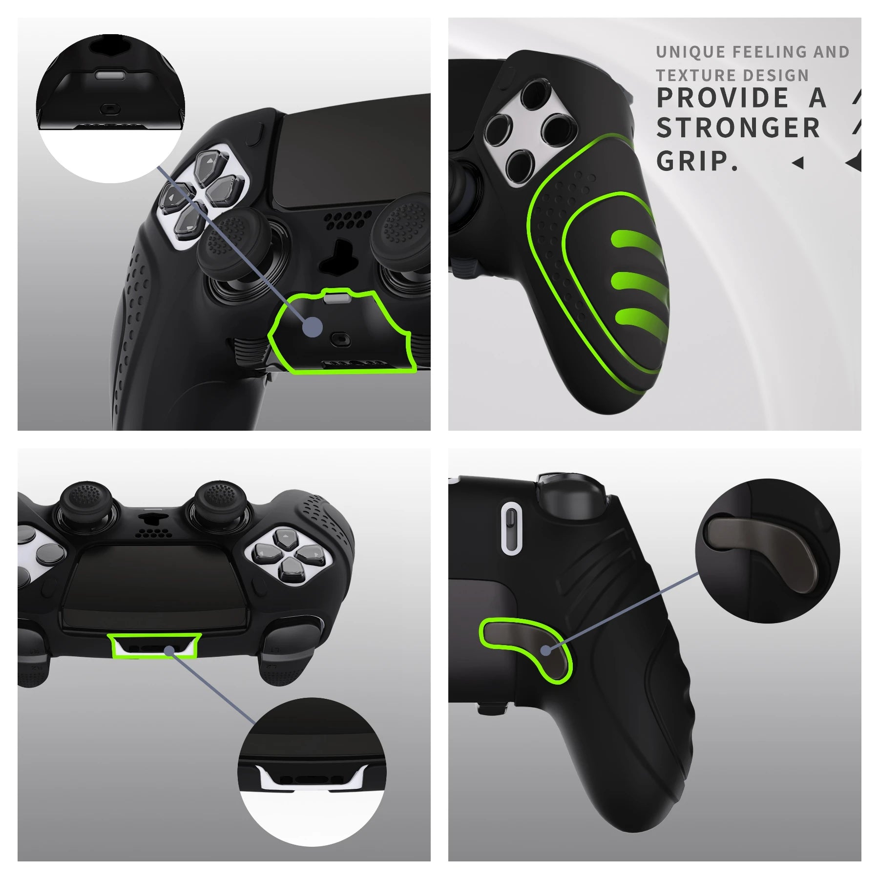 PlayVital Anti-Slip Silicone Cover Case for ps5 Edge Controller, Rubber Protector with Thumb Grip Caps - Guardian Edition Series