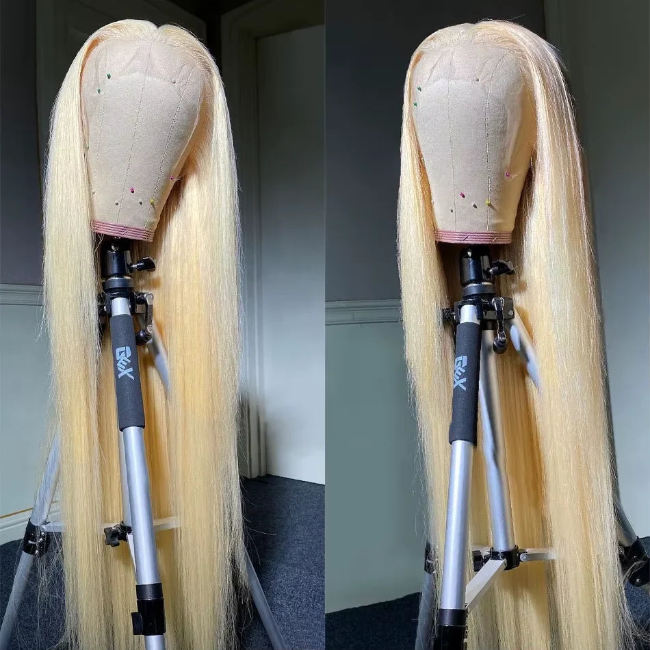 250 Density Straight Human Hair Wigs Blonde 613 HD Lace Frontal Wig 13x6 40 Inches Lace Front Wig Brazilian 100% Human Hair Wigs