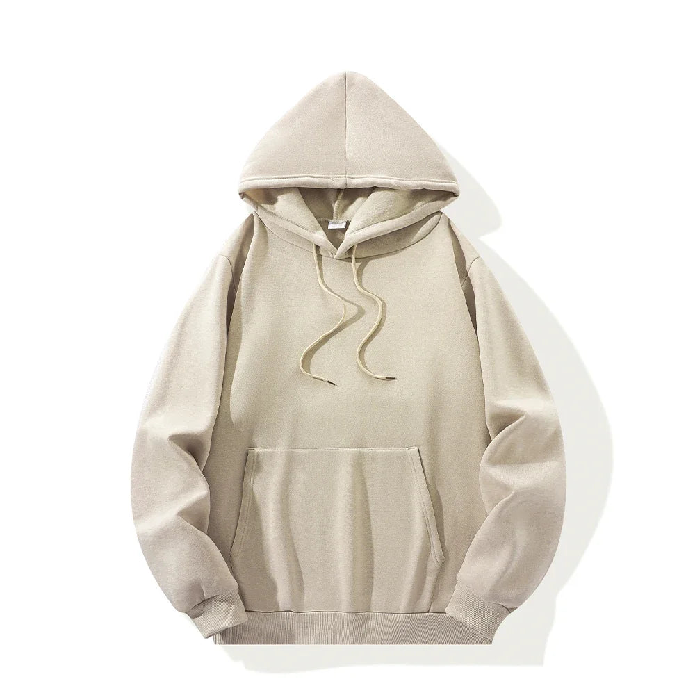 Solid Color Sports Casual Hoodies Men Women Spring Autumn Fleece Warm Sweatshirts Hip Hop Streetwear Fashion Loose Pullover Tops