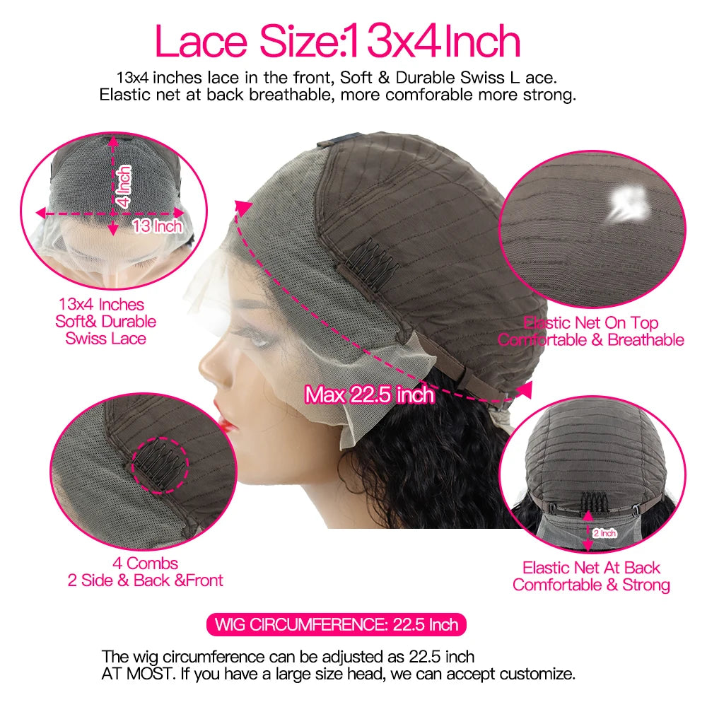 Ginger Orange Lace Front Wig Deep Wave Curly Full Lace Front Human Hair Wigs Water Wave Transparent Lace Frontal Wig