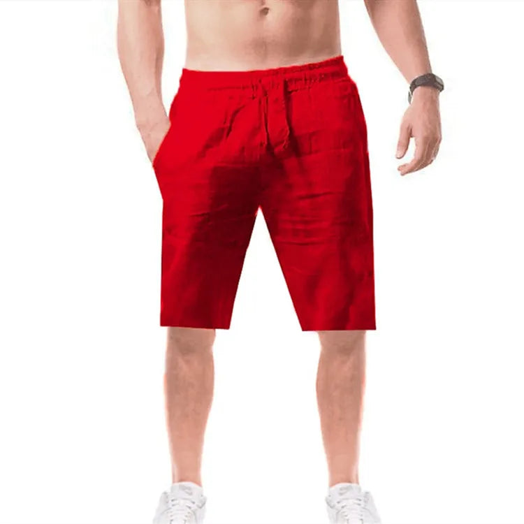 Men's Cotton Linen Pants Summer Solid Color Breathable Linen Trousers Male Casual Elastic Waist Fitness Pants Hip-Hop Streetwear