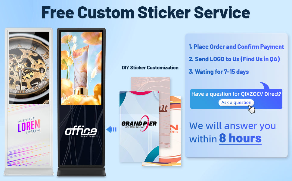 65 Inch 4K Digital Signage Kiosk Indoor Floor Standing Commercial Monitor Advertising Display LCD Totem with HDMI Input Player