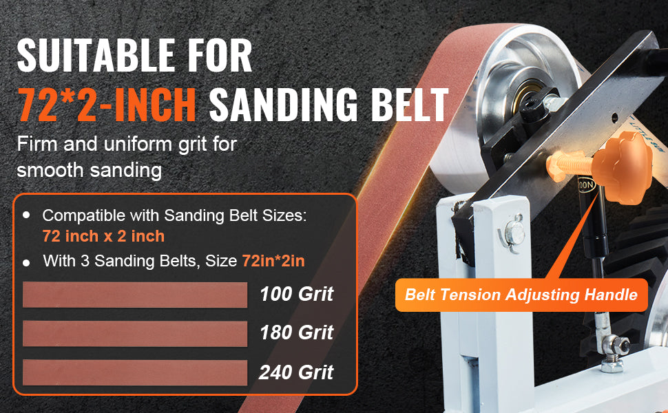 SucceBuy Belt Grinder Sander 72 x 2-Inch Variable Speed Polisher 1500W Polishing Grinding Machine for Metalworking Knife Making