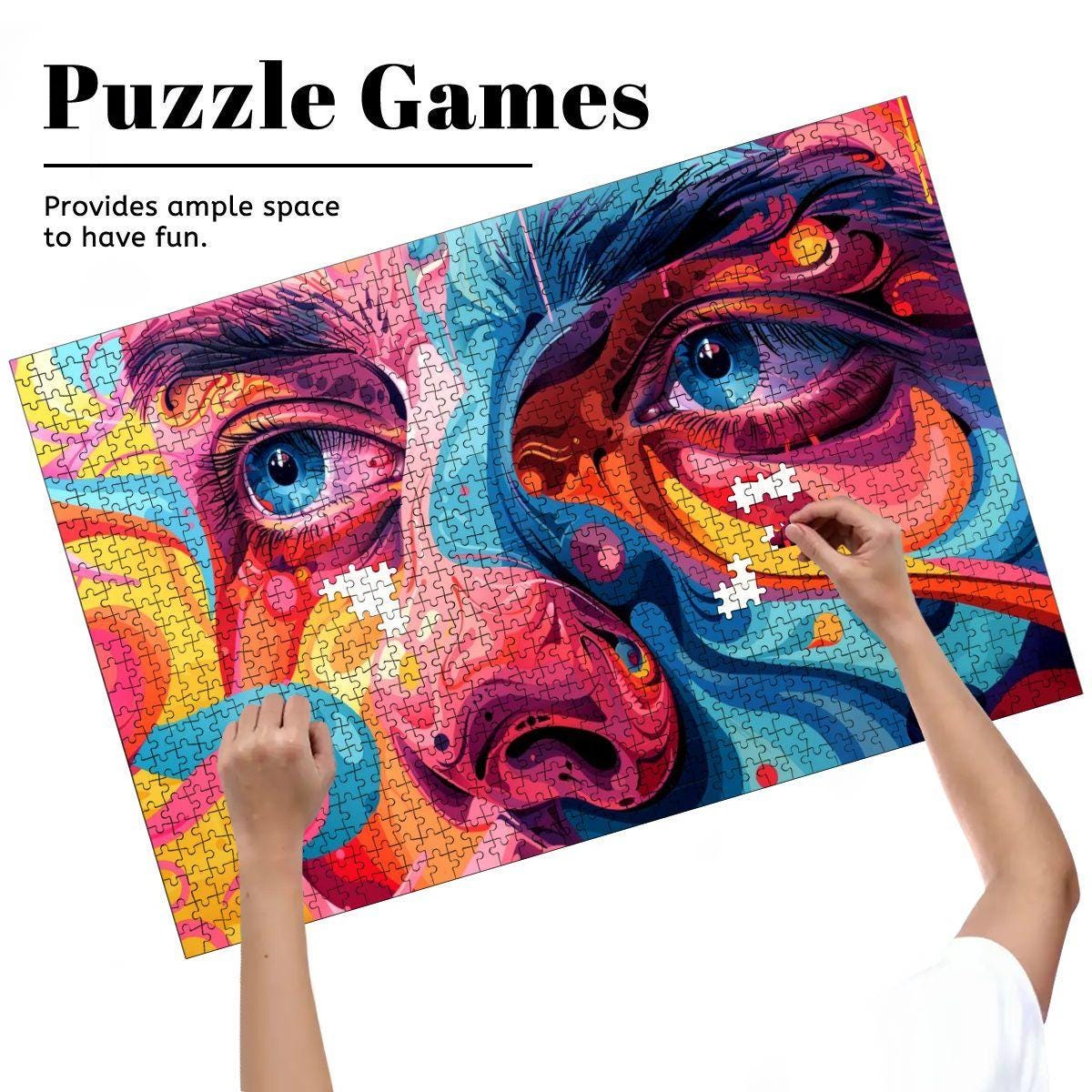 ColorFlow | Lucid Vision Wooden Puzzle | Psychedelic Face Art Jigsaw for Adults | Trippy Expressionist Gift