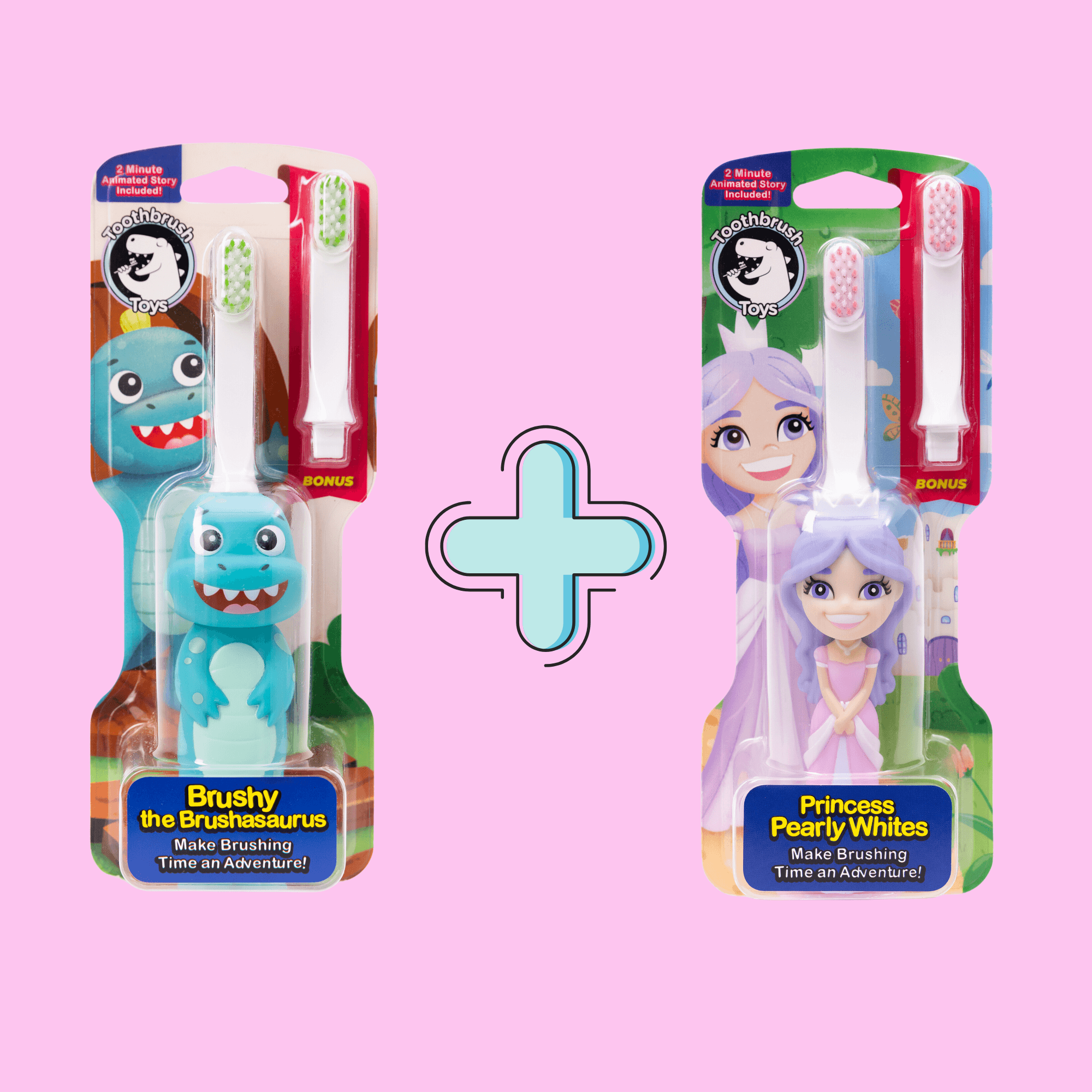 Toothbrush Toys Kids Character Toothbrush Bundle Brushy & Princess