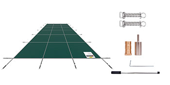 SucceBuy Pool Safety Cover Rectangle Inground Pool Cover Green Mesh Solid Pool Cover For Winter Safety Swimming Pool Cover